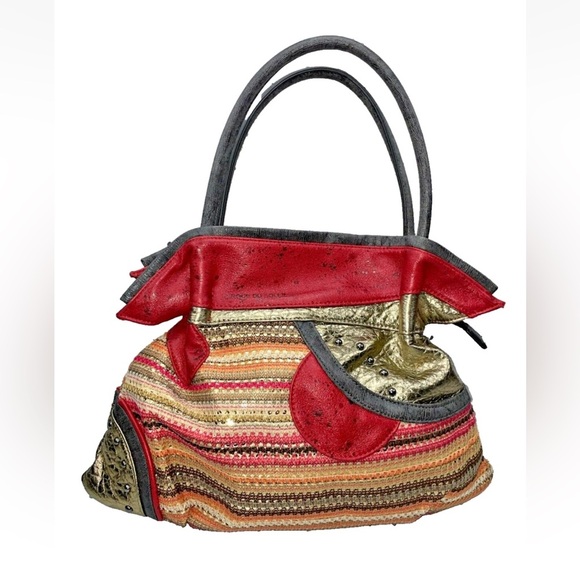 Cirque du Soleil vintages Faux Leather Embroidered Sequined Red Shoulder Bag - Picture 1 of 11